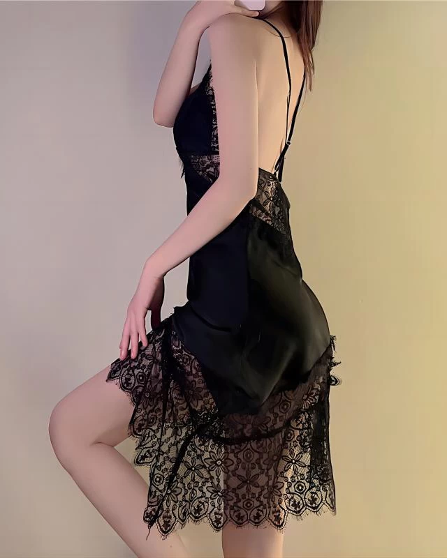 đầm ngủ họa tiết ren đen quyến rũ sexy